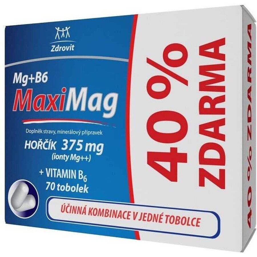 MaxiMag Magnesium 375 mg+B6 40% zonder 70 capsules