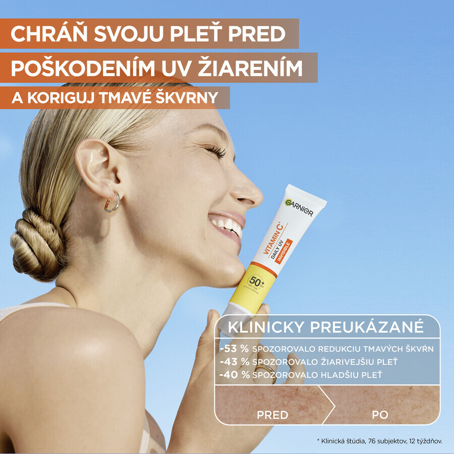 Garnier Skin Naturals Vitamine C Dagelijkse Verhelderende UV Fluid SPF 50+ onzichtbaar, 40 ml