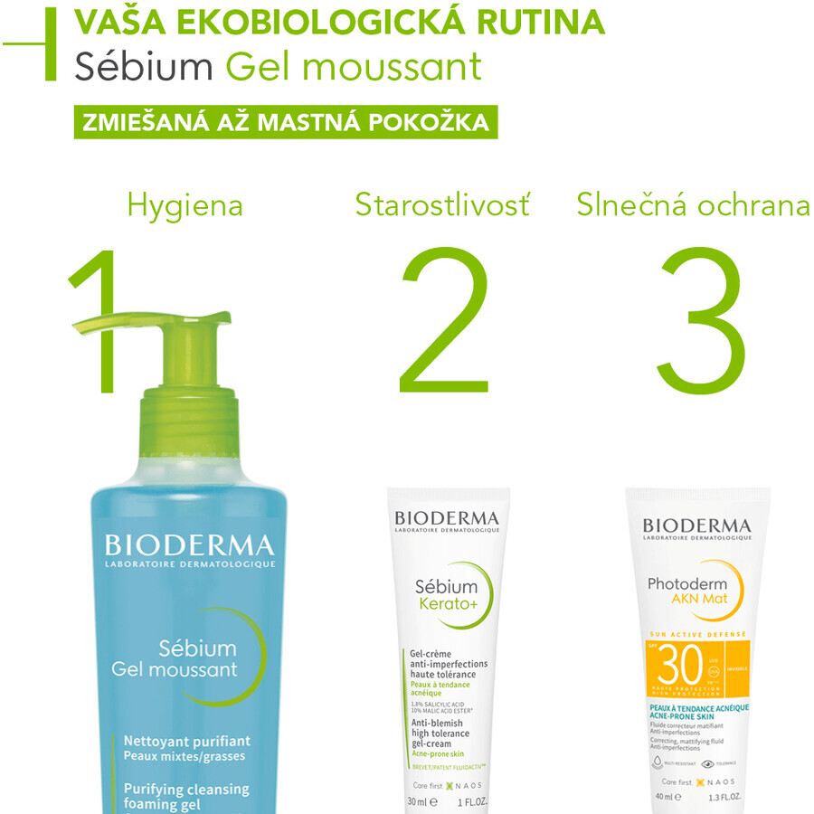 Bioderma Sébium Schäumendes Gel Reinigungsgel für Mischhaut und fettige Haut 200 ml