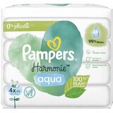 Pampers Harmonie Aqua Șervețele umede fără plastic 4 x 48 buc