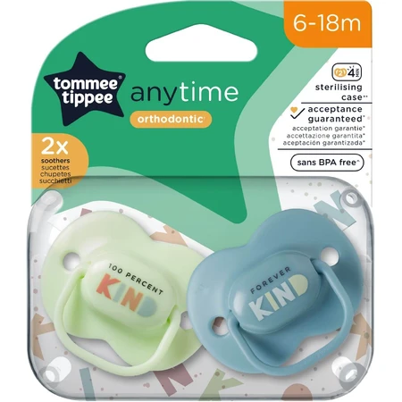 Tommee Tippee CTN AnyTime siliconen fopspeen, 6-18m, meerdere kleuren 2 stuks