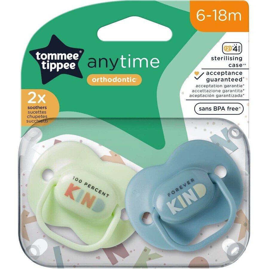 Chupete de silicona Tommee Tippee CTN AnyTime, 6-18m, varios colores 2 unidades