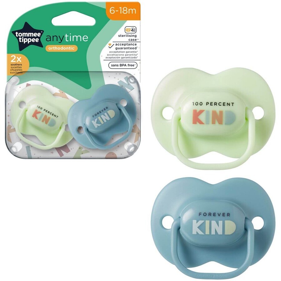 Chupete de silicona Tommee Tippee CTN AnyTime, 6-18m, varios colores 2 unidades