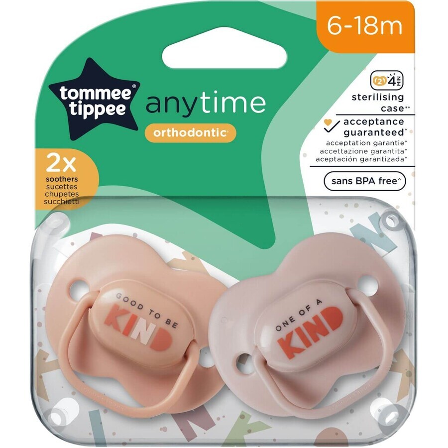 Chupete de silicona Tommee Tippee CTN AnyTime, 6-18m, varios colores 2 unidades