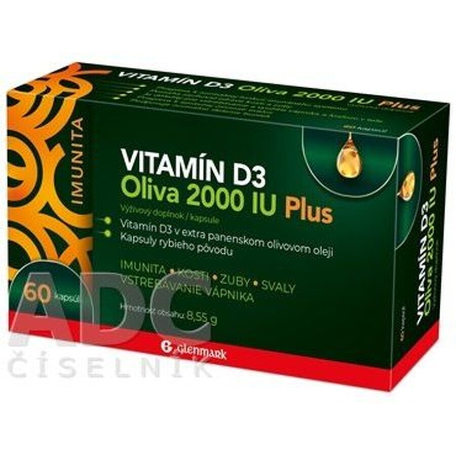 Glenmark VITAMINE D3 Olijf 2000 IE Plus 60 capsules