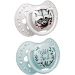 LOVI Mini silicone pacifier with mini label Dynamic WILD SOUL, for boys, 0-2m, 2 pcs