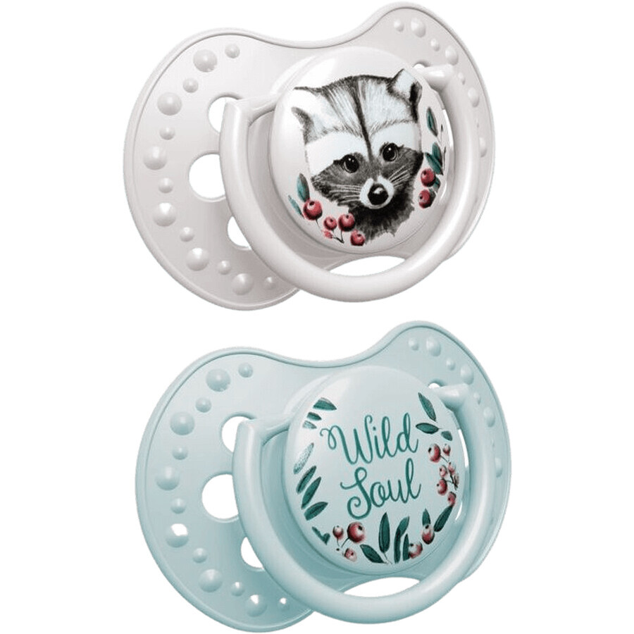 LOVI Mini silicone pacifier with mini label Dynamic WILD SOUL, for boys, 0-2m, 2 pcs