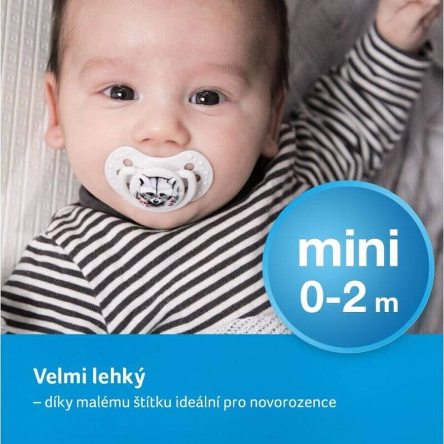 LOVI Mini silicone pacifier with mini label Dynamic WILD SOUL, for boys, 0-2m, 2 pcs