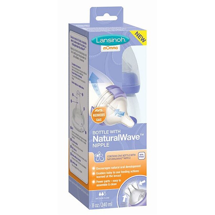 Lansinoh NaturalWave biberón con tetina 240 ml