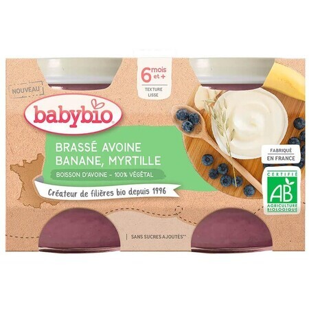 Babybio Lait d'avoine + banane + myrtilles brasserie 2 x 130 g