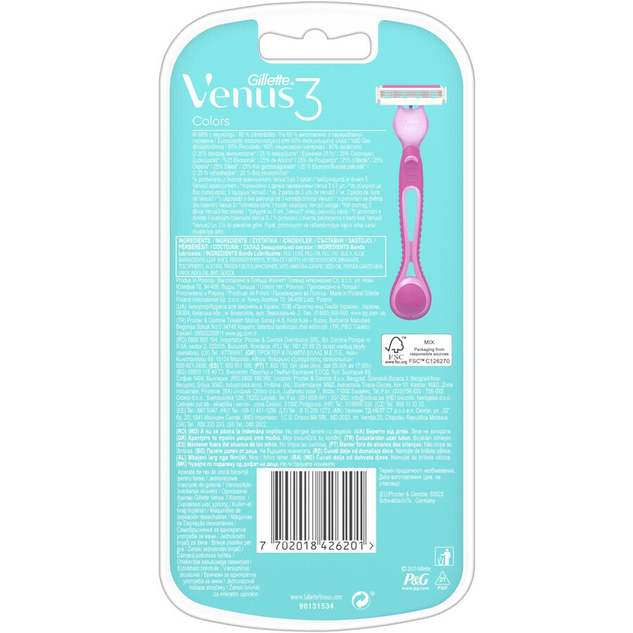 Gillette Venus Simply Venus3 Wegwerpscheerapparaat Multicolour 6 stuks