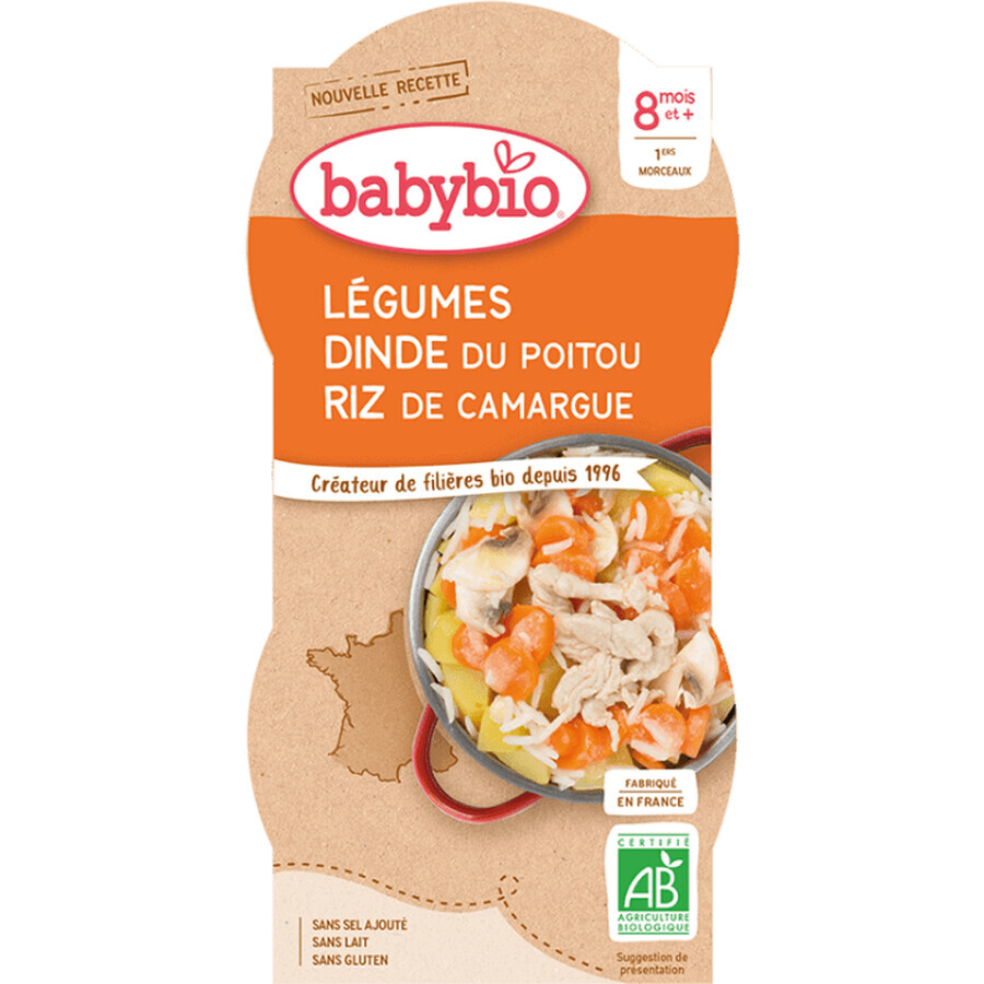 Babybio vegetable menu with turkey and rice 2 x 200 g