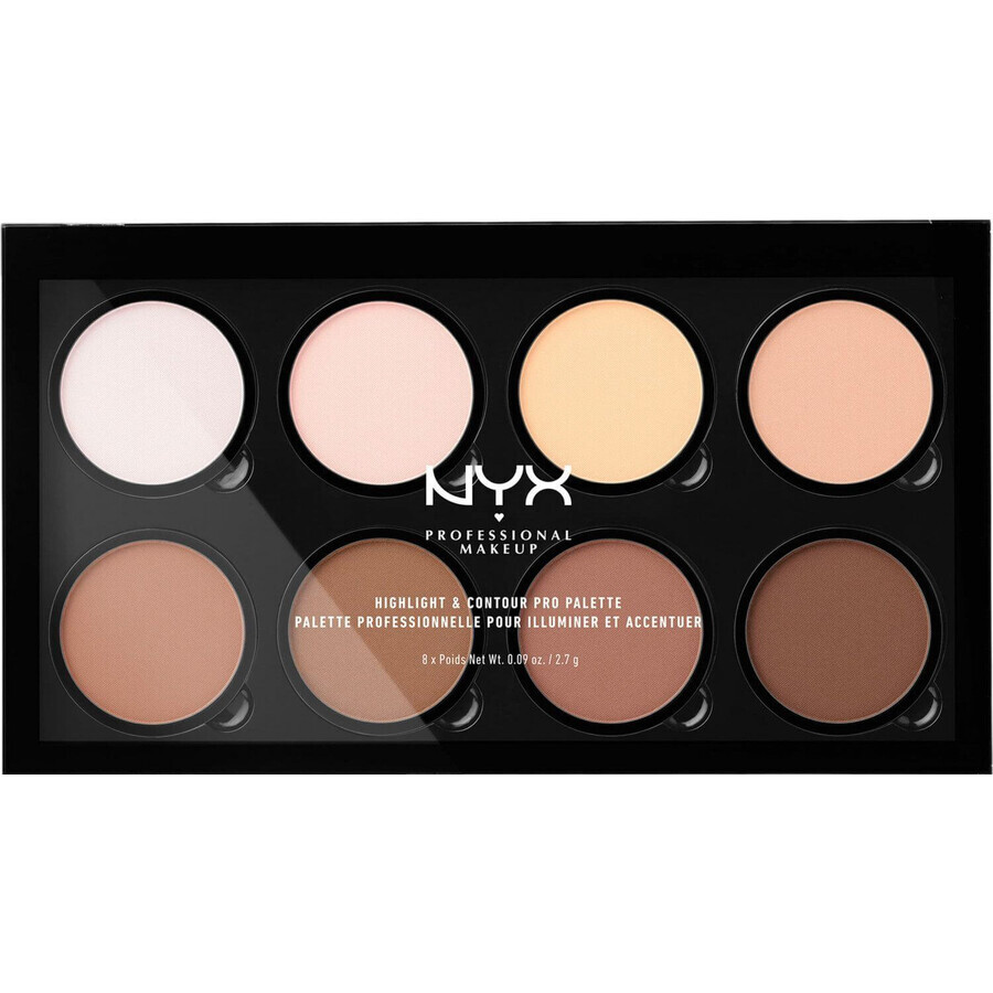 NYX Professional Makeup Highlight & Contour Pro Palette, Paletă de contur 21,6 g