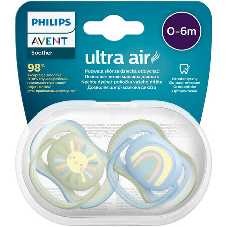 Philips Avent Ultra Air Soother Image 0-6m Baby (Rainbow) 2 pcs