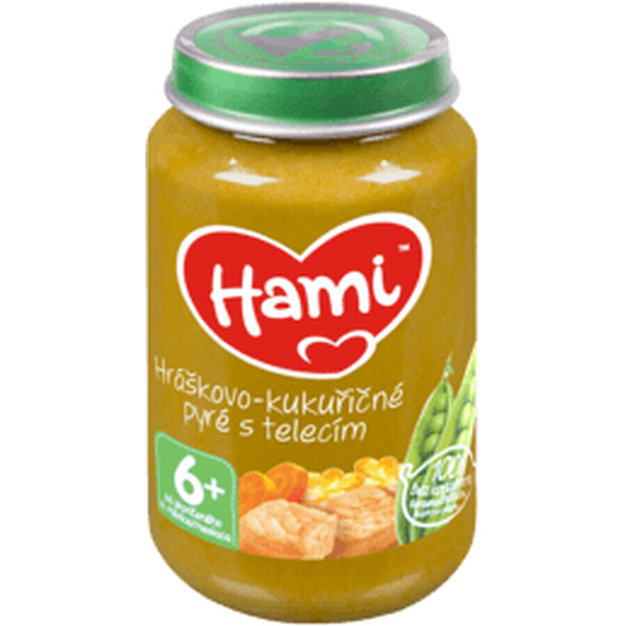 Hami Vlees- en groentepuree met erwtenpuree en maïs met kalfsvlees 200 g