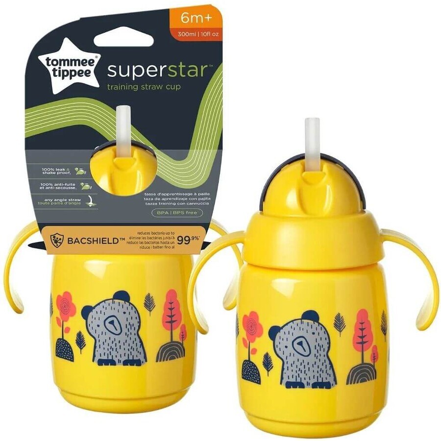 Tommee Tippee Superstar, 6m+, tazza non scorrevole, giallo 300 ml