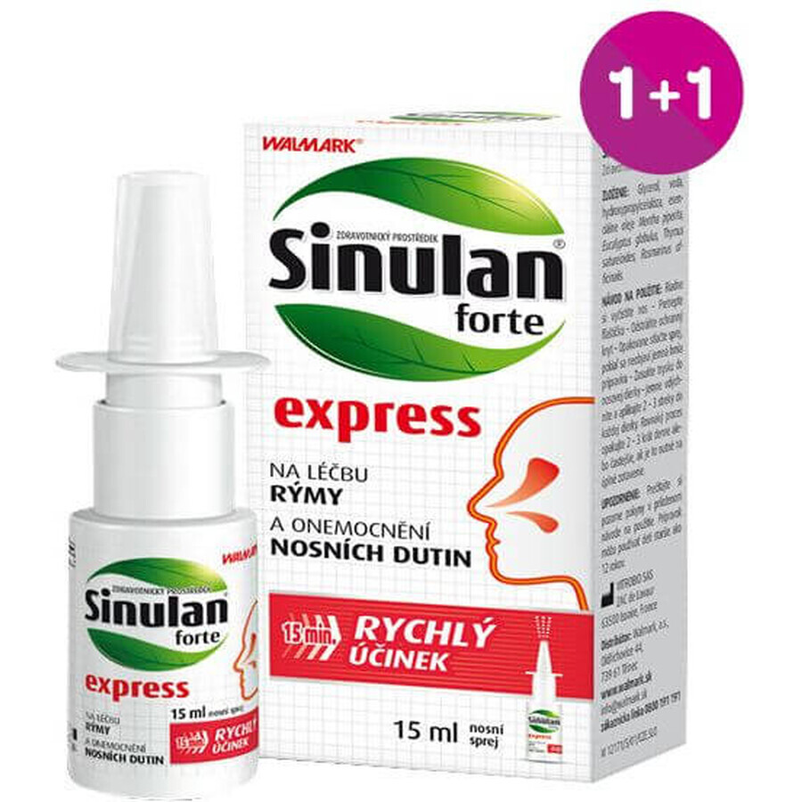 Walmark Sinulan forte express nasal spray 15ml 1+1 free 2 x 15 ml