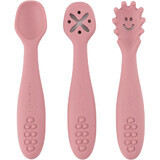 Petite&Mars Set siliconen oefenlepels Take&Match Dusty Rose 6m+ 3 stuks