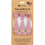 Petite&Mars Set de linguri de antrenament din silicon Take&Match Dusty Rose 6m+ 3 buc