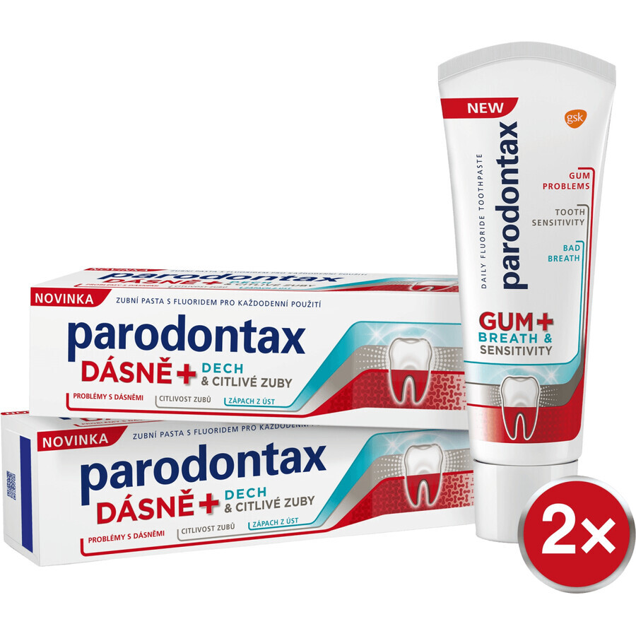 Parodontax Tandpasta voor tandvlees + adem en gevoeligheid 2 x 75 ml