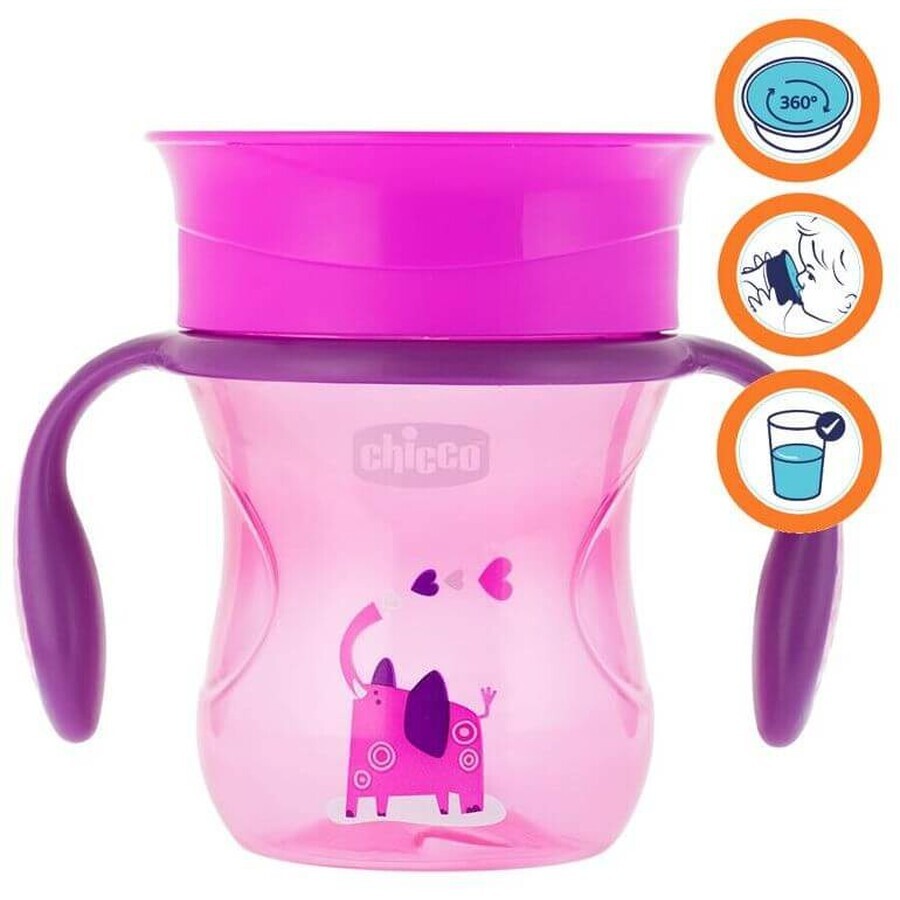 Chicco Mug Perfect 360 con manici rosa 12m+ 200 ml