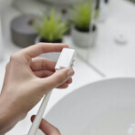 Brosse à dents en plumes avec support, blanc moyen