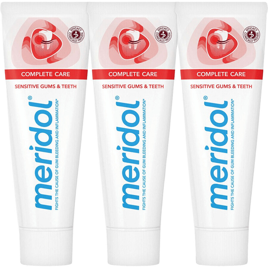 Meridol Complete Care Dentifricio per gengive e denti sensibili 3 x 75 ml