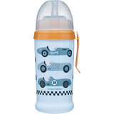 Canpol Baby Sportfles met siliconen rietje Cars lichtblauw 350 ml 350 ml