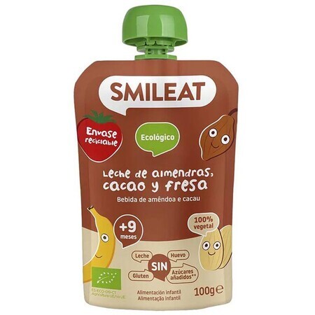 Smileat Organic almond, apple, banana, strawberry, rice and cocoa milk pouch 9M+ 100 g