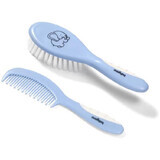 BabyOno Brosse à cheveux et peigne avec manche antidérapant bleu