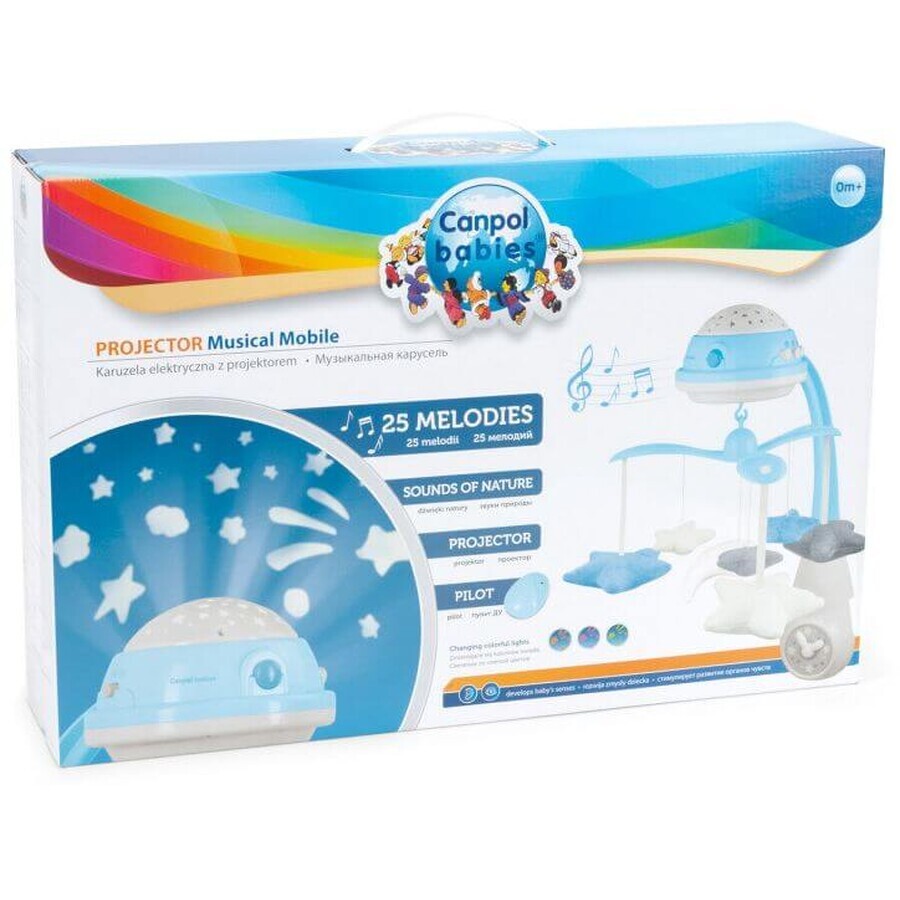 Canpol baby's Elektrische draaimolen met projector STARS blauw