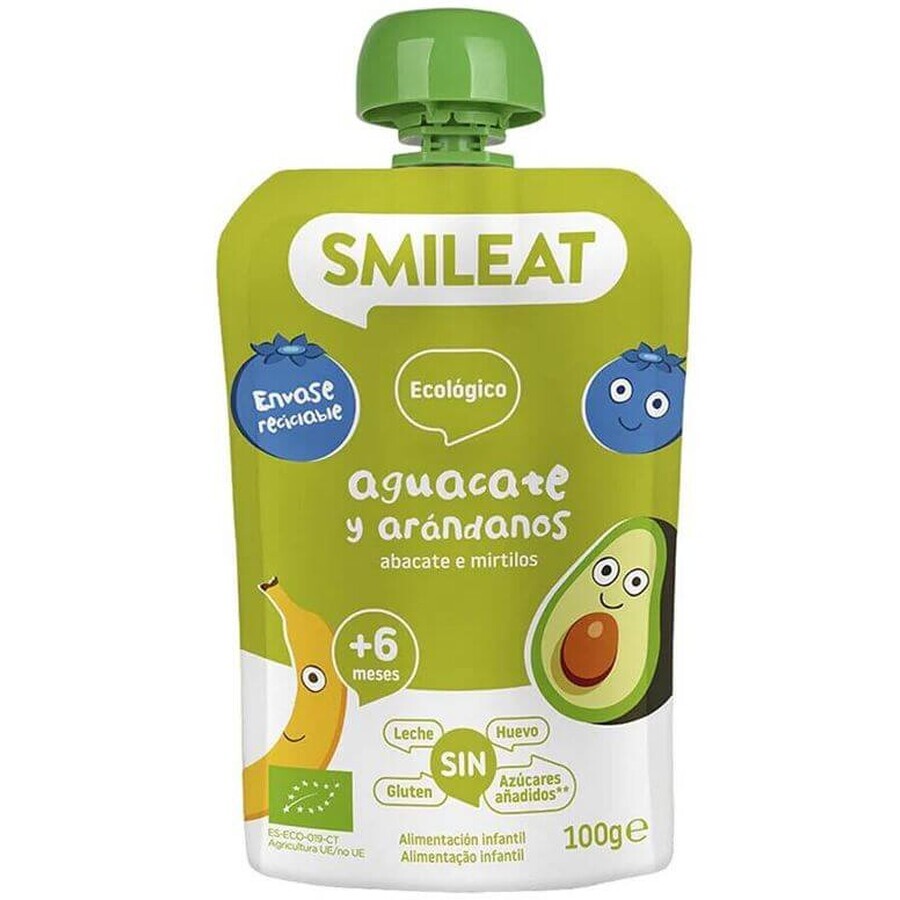 Smileat Biologische appel, banaan, avocado en bosbes zakje 6M+ 100 g