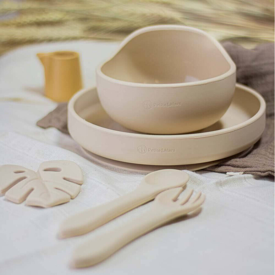 Petite&Mars Silicone bowl with suction cup TAKE&MATCH 6m+, Desert Sand 350 ml