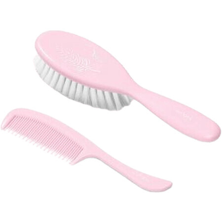 BabyOno Brosse et peigne pour cheveux roses doux