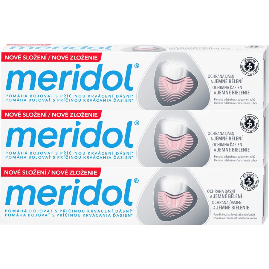 Dentifricio Meridol Protezione Gengive & Bianco Delicato 3 x 75 ml