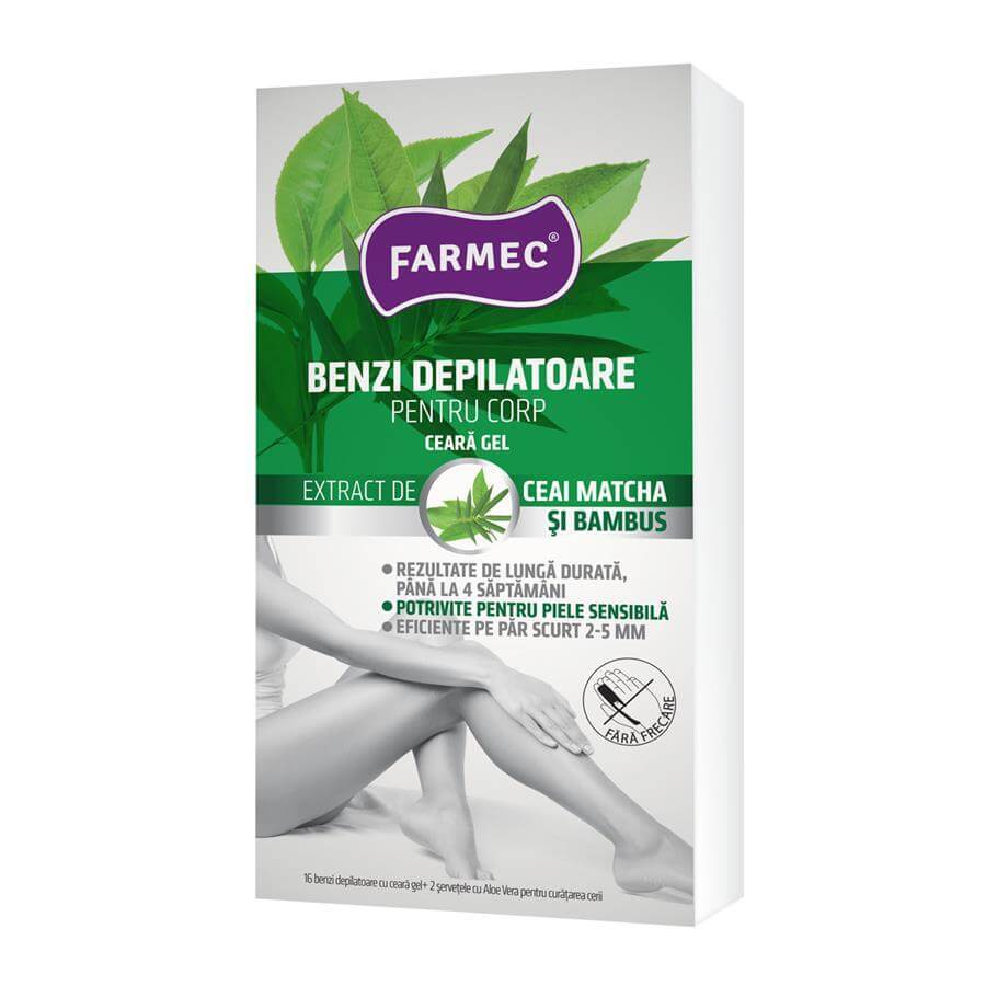 Bandes dépilatoires pour le corps avec gel à la cire, 8 pièces x 2, Farmec