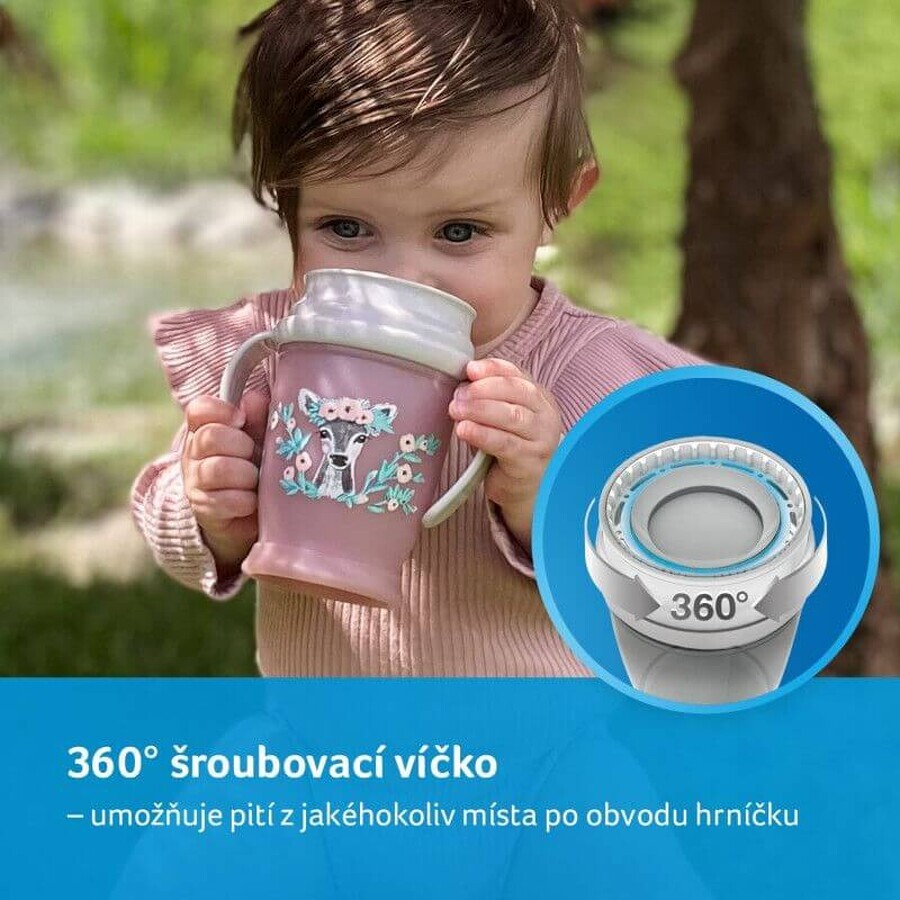 LOVI Mug 360 WILD SOUL 9 m+ fată, 250 ml