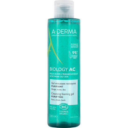 Gel spumant de curățare A-Derma pentru ten cu tendință acneică 200 ml