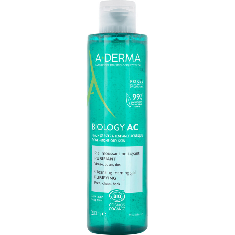 Gel spumant de curățare A-Derma pentru ten cu tendință acneică 200 ml