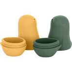 Petite&Mars Jucării de baie din silicon - Love birds Ochre Green 6m+