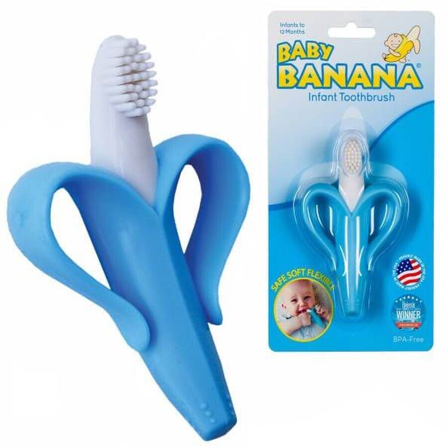 Baby Banana Eerste Tandenborstel - Banaan - blauw