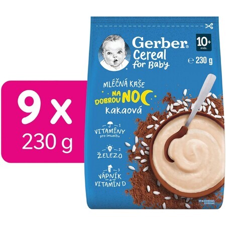 Gerber Goodnight Cocoa Porridge Cereal 9 x 230 g