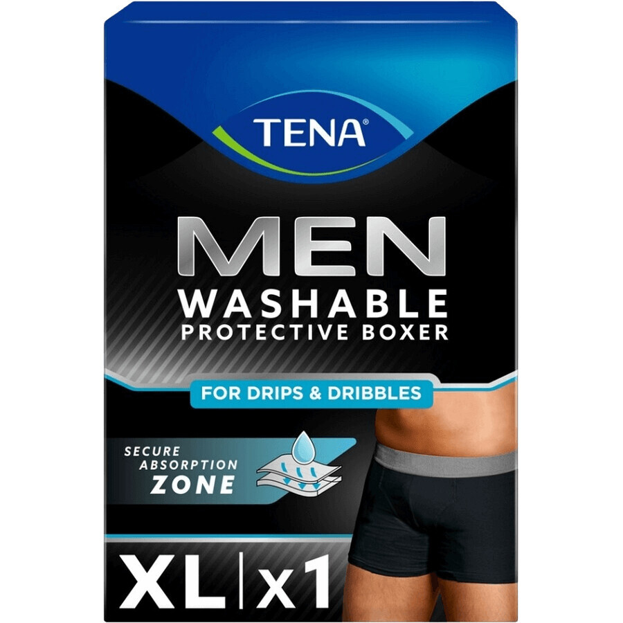 Tena Men's black washable boxer briefs black boxers for incontinence XL