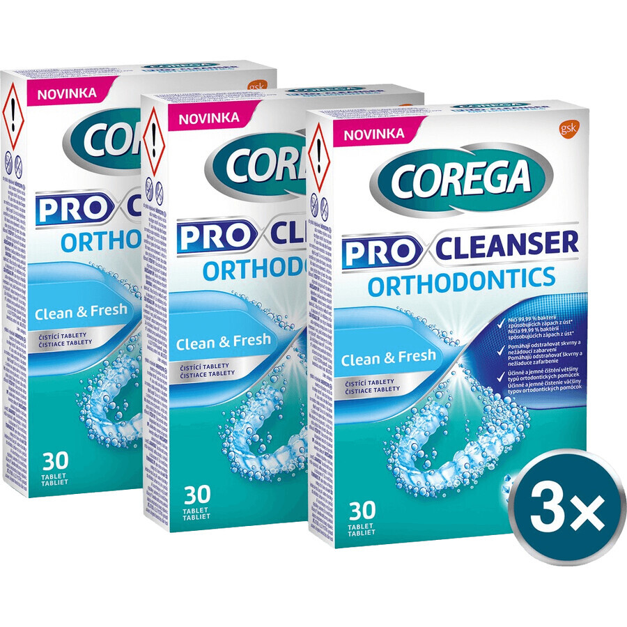 Corega Pro Cleanser Orthodontics 3 x 30 tablets