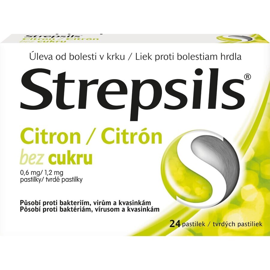 Strepsils suikervrij zuigtabletten citroen 24 zuigtabletten