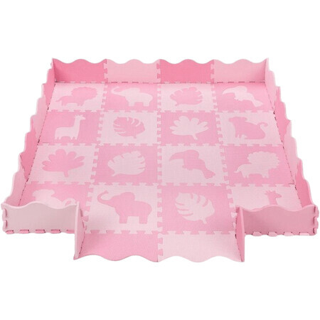 MoMi ZAWI 16-delige roze foam puzzel speelmat