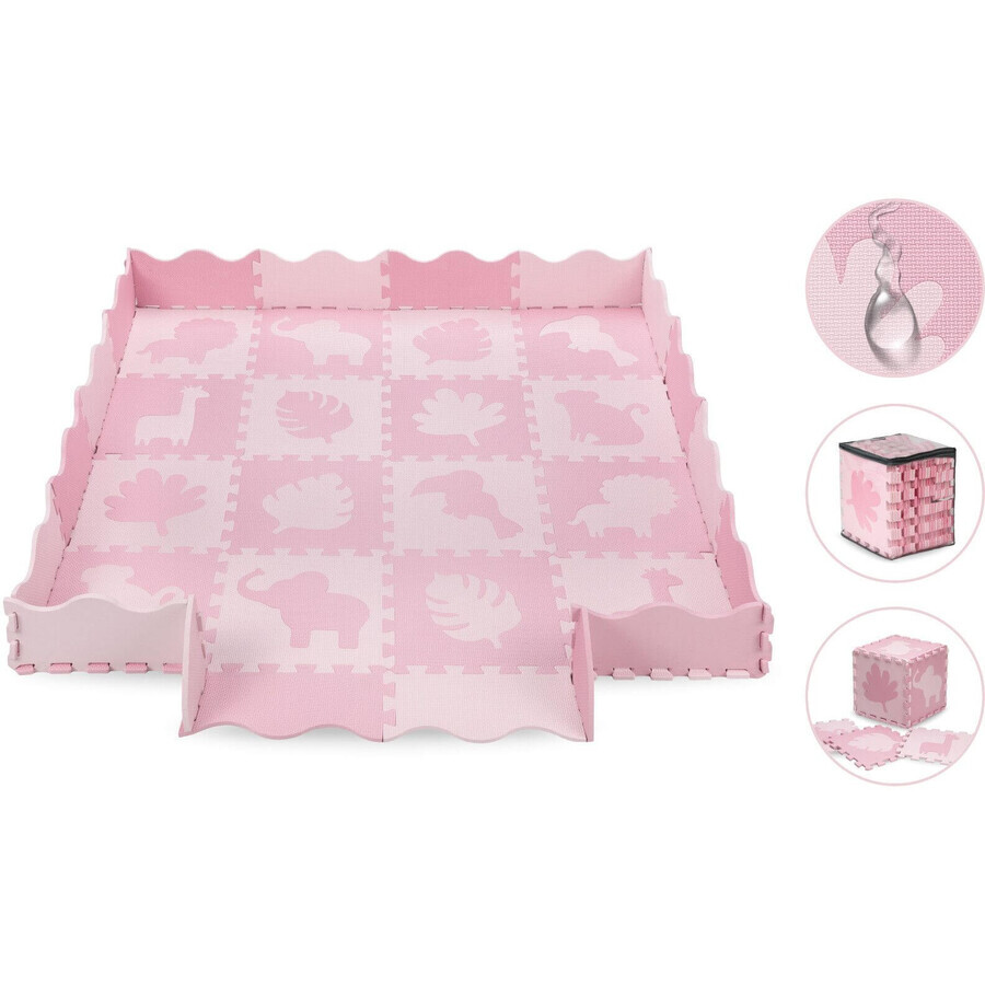 MoMi ZAWI 16-delige roze foam puzzel speelmat