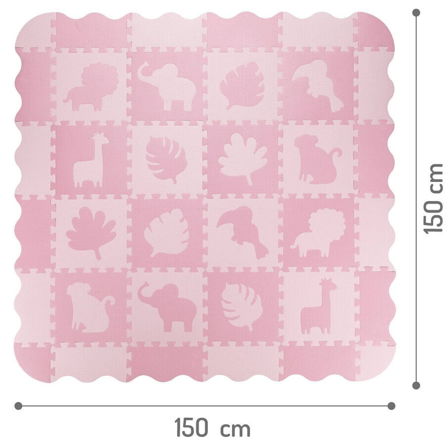 MoMi ZAWI 16-delige roze foam puzzel speelmat