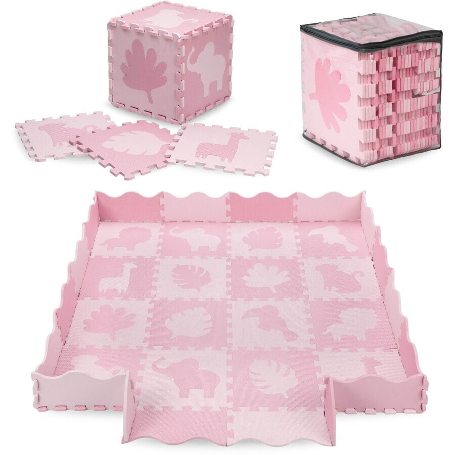 MoMi ZAWI 16-delige roze foam puzzel speelmat