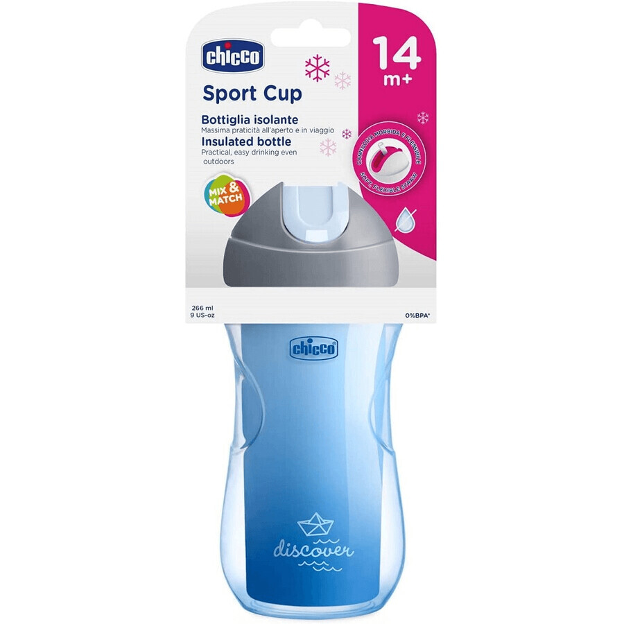 Chicco Mug Sport termo con pajita azul 14m+ 266 ml